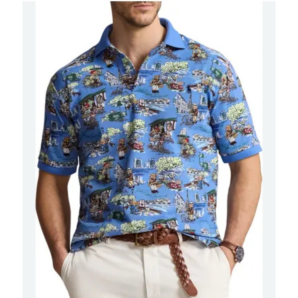 Polo Ralph‎ Lauren Men's Big & Tall Polo Bear Mesh Polo Shirt Blue Size 2XB NEW - Picture 10 of 10